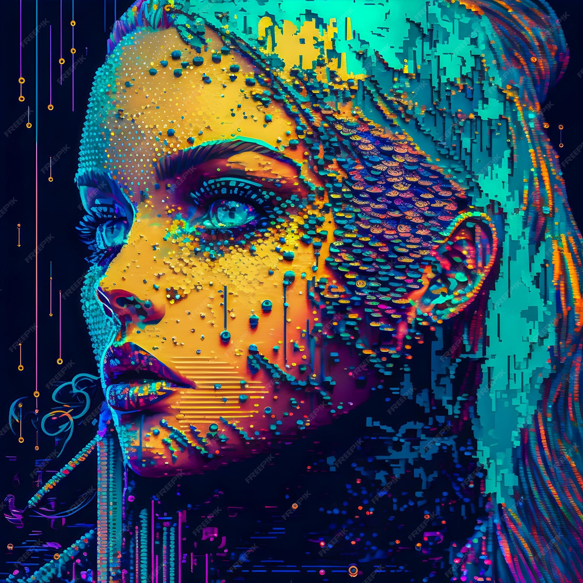 Cyberpunk Girl In Neon World Illustration. Fantastic Future