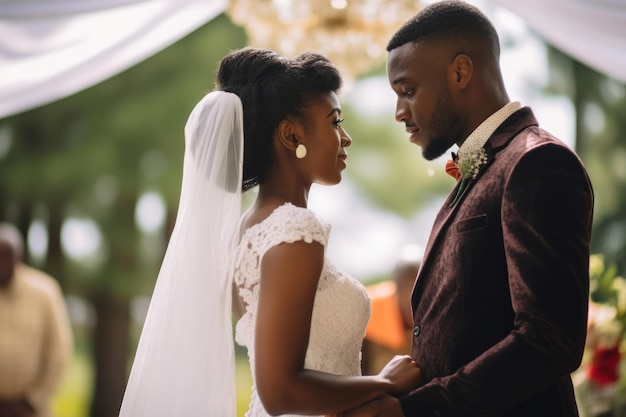 Amazing african american couple in wedding ceremony Generative AI