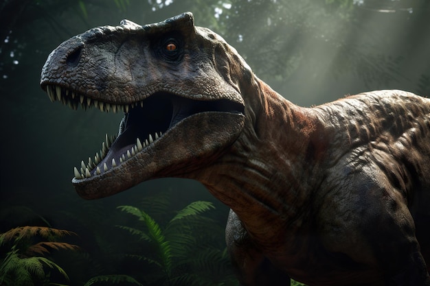사진 놀랍고 사실적인 공룡 쥬라기 기간 거대한 파충류 클로즈업 보기 아름답고 무서운 공룡 위험한 디노 생성 ai
