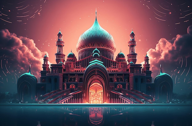 Удивительный архитектурный дизайн мусульманской мечети Generative AI
