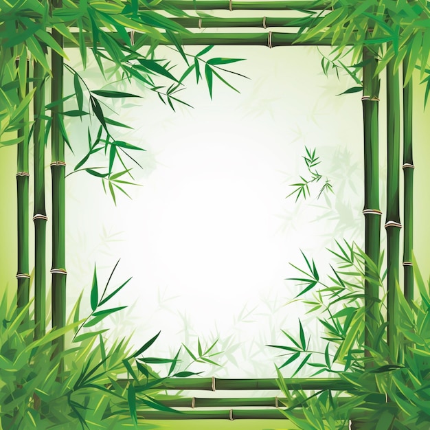 Amazing bamboo border frame design green leaves picture AI Generated art