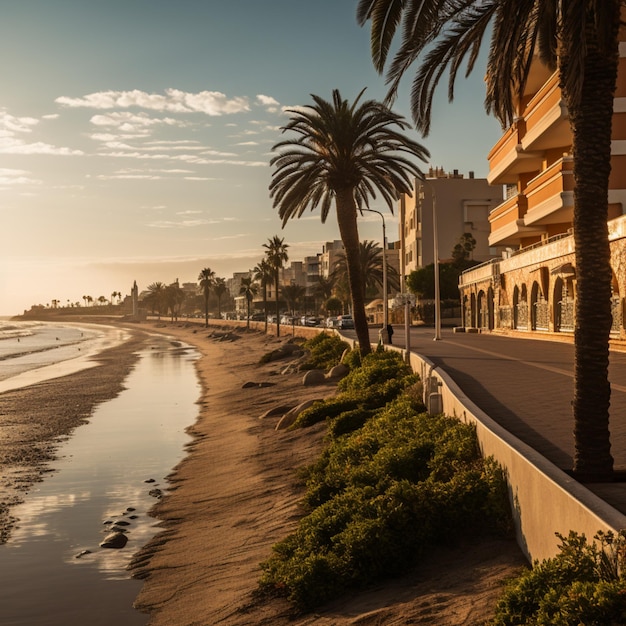 Photo amazing beach promenade paseo maritimo image ai generated art