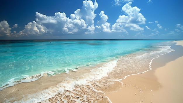 Foto splendida spiaggia con sabbia bianca e acqua cristallina un posto rilassante e tranquillo il posto perfetto per rilassarsi e dimenticare tutti i tuoi problemi