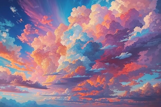 Amazing beautiful art sky with colorful clouds