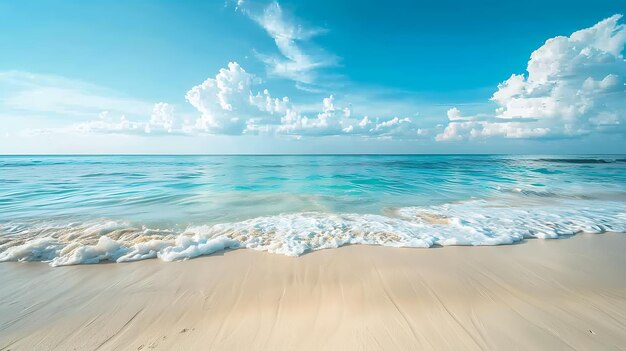 Amazing beautiful beach with white sand and turquoise ocean water The beach is clean and pristine with no people or footprints visible