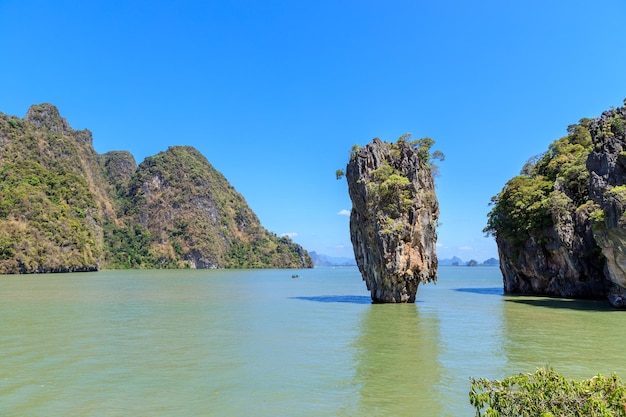 Amazing and beautiful tapu or james bond island phang-nga bay near phuket thailand