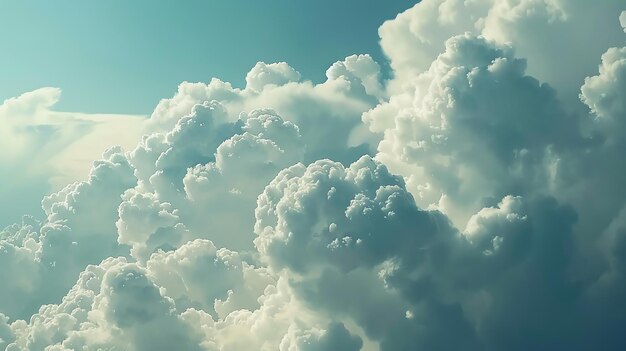 Amazing beautiful white fluffy cloudscape with a gradient blue background