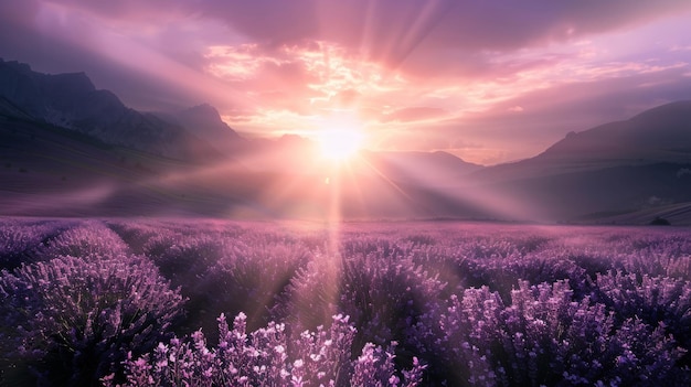 Photo amazing blooming landscape with purple lavender fields in summer in france