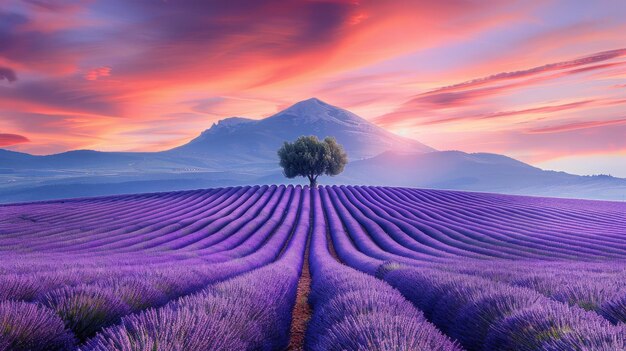 Photo amazing blooming landscape with purple lavender fields in summer in france
