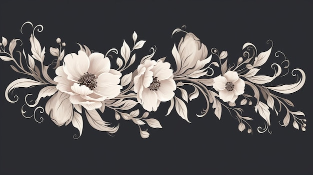 Photo amazing botanical floral line element for wedding card design