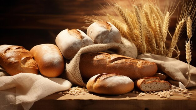 Amazing Bread Bakery Background Brown and White Wheat Grain