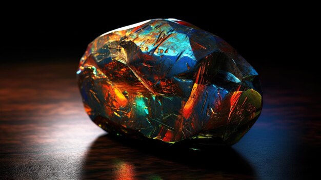 Amazing bright Lightning Ridge Black Opal crystal cluster background Jewel mineral Generative AI