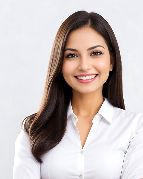 Amazing cheerful business woman standing