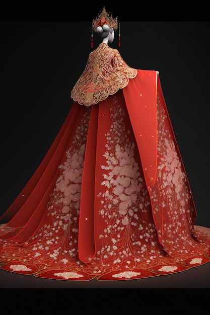 Amazing china hanfu wedding cloak embroidered generative ai