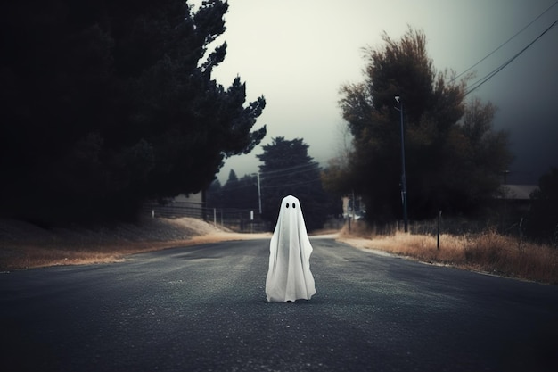Удивительное и стильное изображение призрака Хэллоуина, сгенерированное ИИ