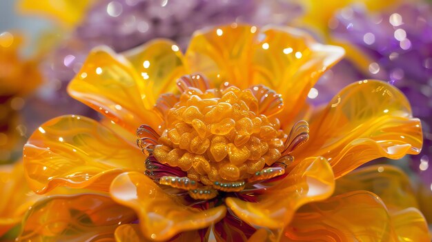 Foto incredibile primo piano di un bellissimo fiore arancione i petali sono delicati e venati e il centro del fiore è di un giallo scuro