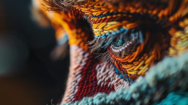 Amazing closeup view of a colorful and intricate handwoven carpet with a unique and mesmerizing pattern showcasing the beauty and craftsmanship of