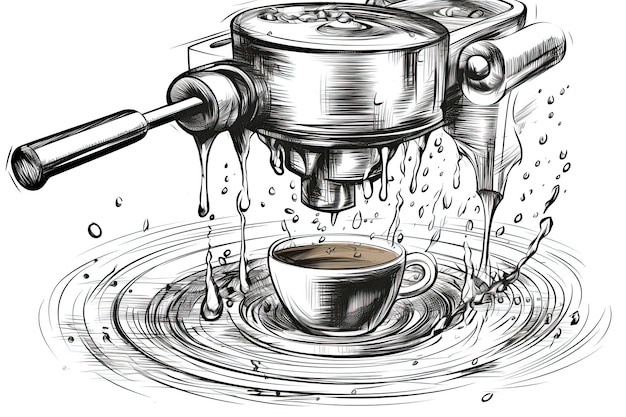 놀라운 커피 파워 프로 머신 브루잉 에스프레소 준비 완료 페인팅