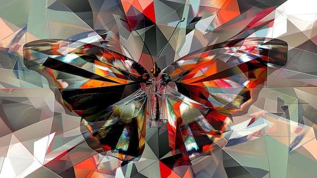 Foto una farfalla colorata con le ali piegate sembra un pezzo d'arte.