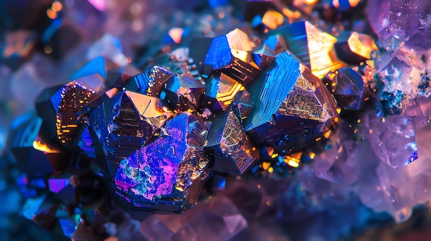 Photo amazing colorful crystals background vivid blue purple and orange colors great for wallpapers textures and overlays