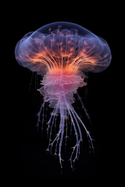 amazing colorful jellyfish on dark background