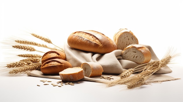 Amazing Composition with Bread and Rolls Isolated on White