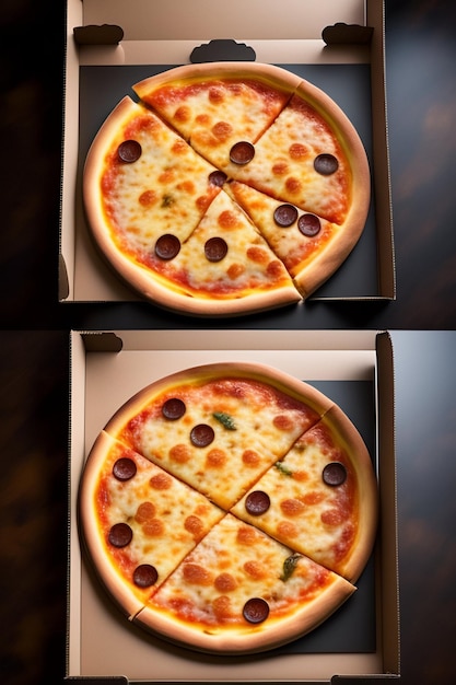 素晴らしいクリスピーミックスピザ オリーブとソーセージ ai generative