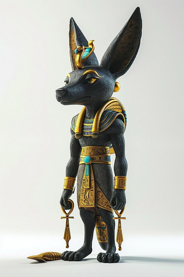 Photo amazing egyptian anubis guardian character isolated on white background