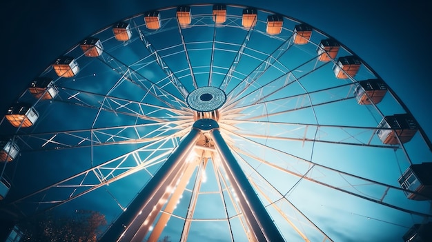 Foto incredibile colpo di primo piano estremo di una ruota panoramica