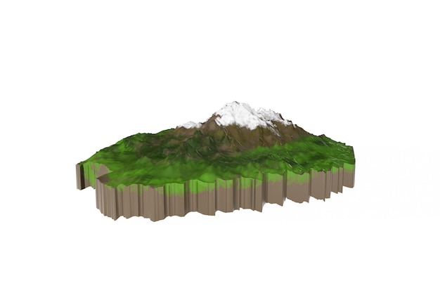 Amazing floating island with natural mountain landscape 3D float rock and grass with beautiful countryside scenery 3d render