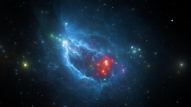 Amazing galaxy cluster of massive stars in space Boundless universe gas nebula in outer space 3d render