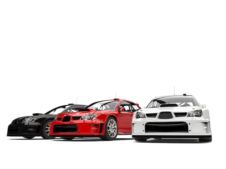 Photo 赤と白と黒の低角度の撮影で驚くべきgtレースカー