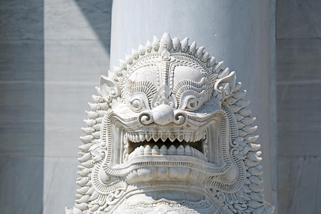 Amazing guardian lion sculpture of wat benchamabophit temple bangkok thailand