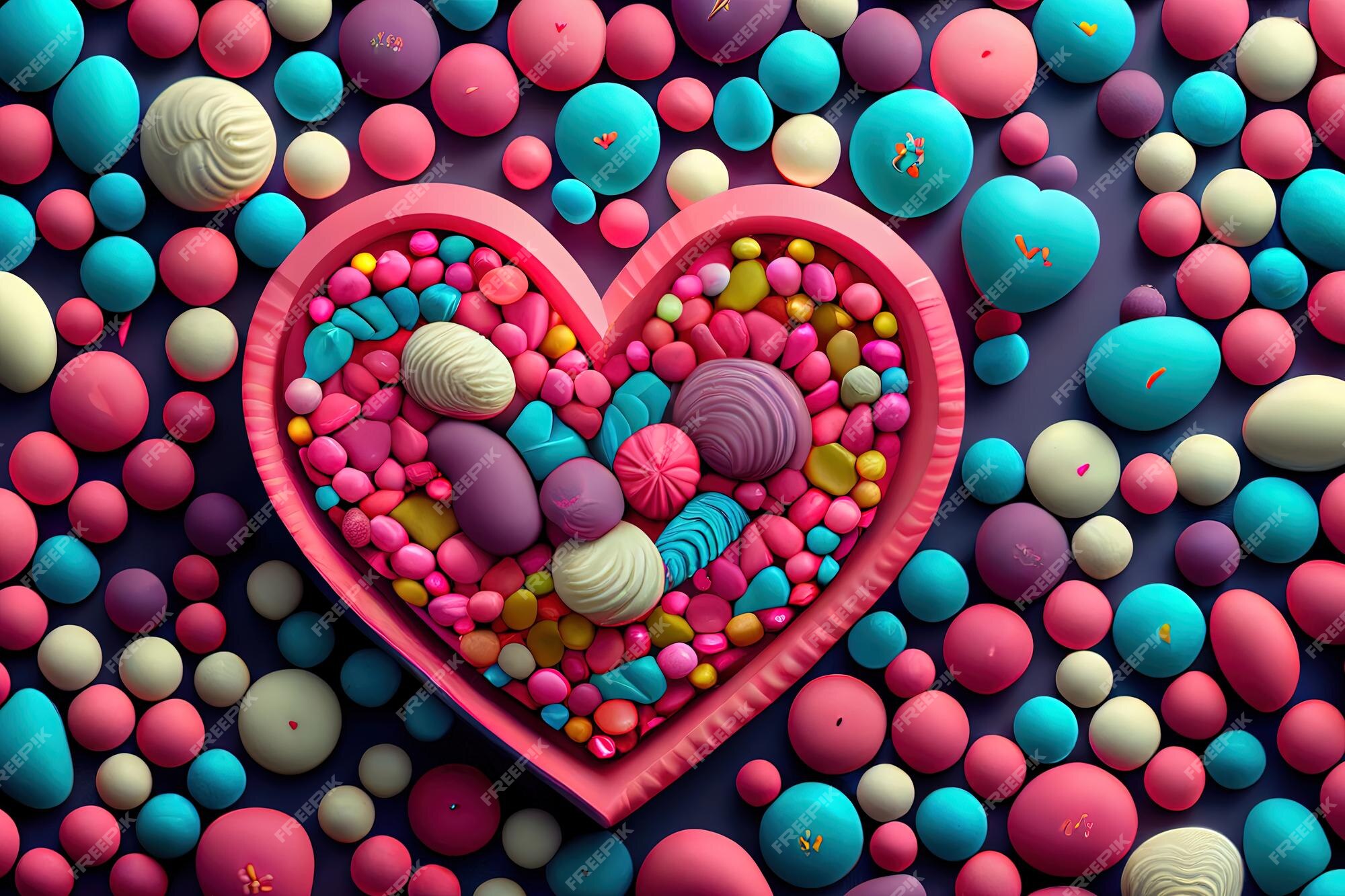 Premium Photo | Amazing heart shape candy background Premium Photo | Amazing heart shape candy background