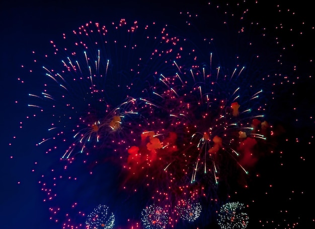 Amazing holiday colorful fireworks display on celebration showing Festive beauty firework