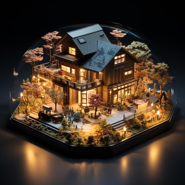 Удивительная миниатюрная модель здания генеративный ИИ