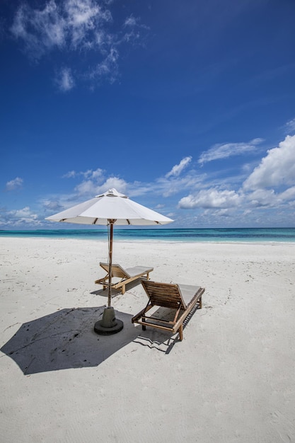 Amazing idyllic beach vacation summer holiday. Luxury couple romance travel, tranquil, sunny