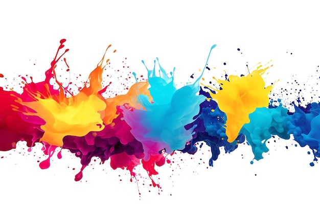 Amazing ink splash colourful white background