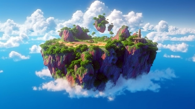 写真 木立が空中に浮かぶ素晴らしい島