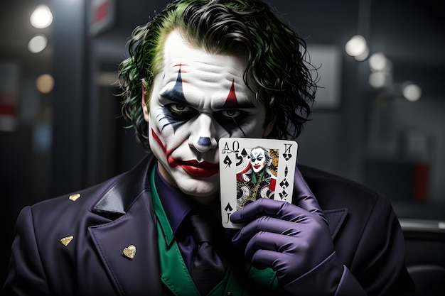 Photo the amazing joker man with joker cards