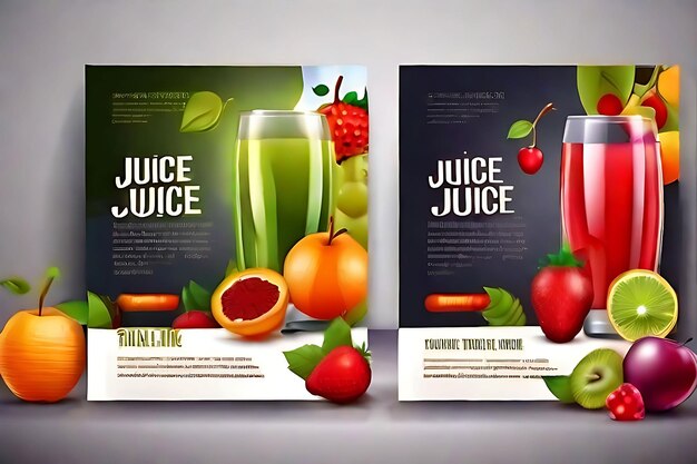 Photo amazing juice drink with different fresh fruits and vegetables smoothies background