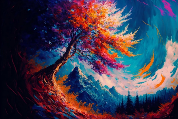 Amazing Landscape Painting Majestic Colors Magical.