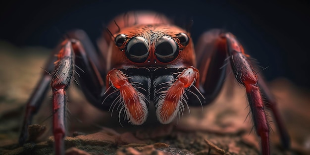 Amazing macro photography of a salticidae spider close up