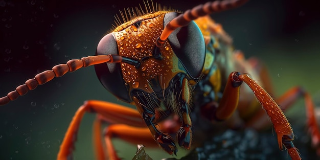 自然の複雑さを示す昆虫の驚くべきマクロショット Generative AI