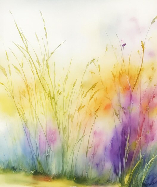 amazing multicolor mysterious paradise stone grasses painting on paper HD watercolor image