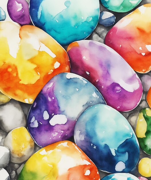 Photo amazing multicolor stones background creative painting on paper hd watercolor image