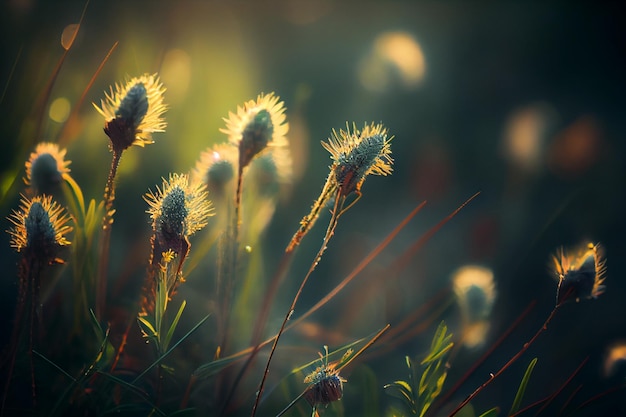 色とりどりの花、山、湖、人工知能が生成した素晴らしい自然の風景