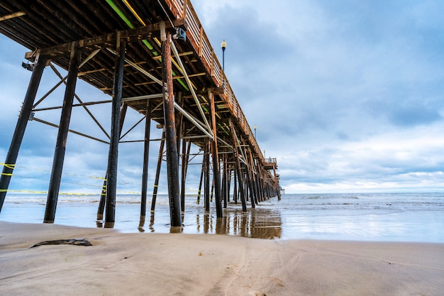 Amazing natural landscape with Oceanside Fishing Pier is located in California on a cloudy day Ocea