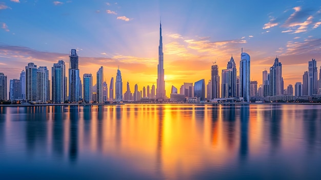 Amazing night dubai downtown skyline Dubai United Arab Emirates