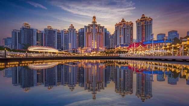 Photo amazing panoramic view on macao casino cityscape in city center